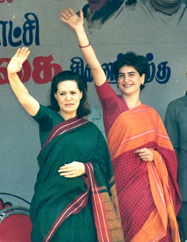 Sonia Gandhi with daughter Priyanka