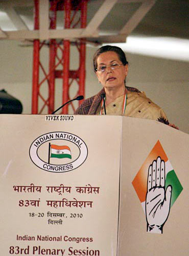 Sonia Gandhi at the Congress plenary