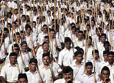 RSS workers at a camp
