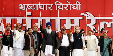 NDA leaders during a protest in New Delhi