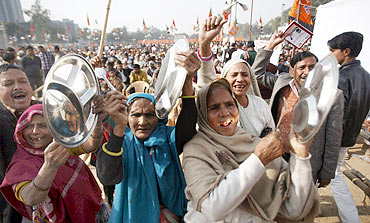 NDA supporters protest in New Delhi