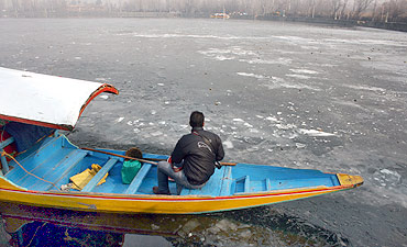 A freezing Dal lake in Srinagar