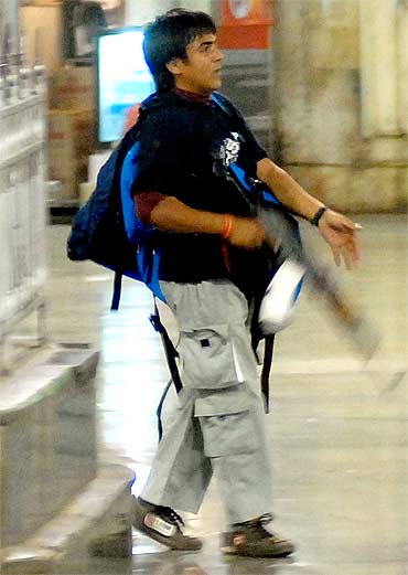 Pakistani terrorist Ajmal Kasab at CST in Mumbai