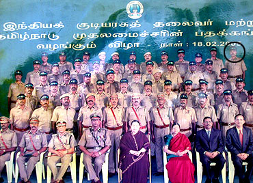 Vetrivel (encircled) and the Special Task Force with then Chief Minister J Jayalalithaa
