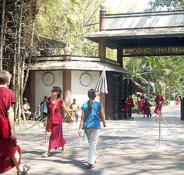 The main gate of the Osho Ashram located at lane number 1 in Koregaon Park, Pune
