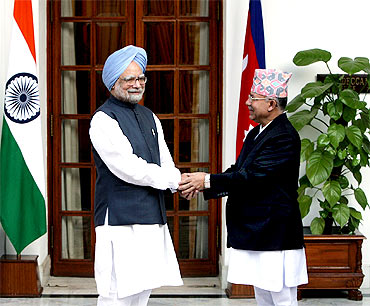 Nepal PM with his Indian counterpart