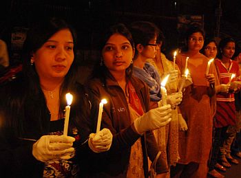 Candle light vigil organised by the nurses of the Gandhi Hospital