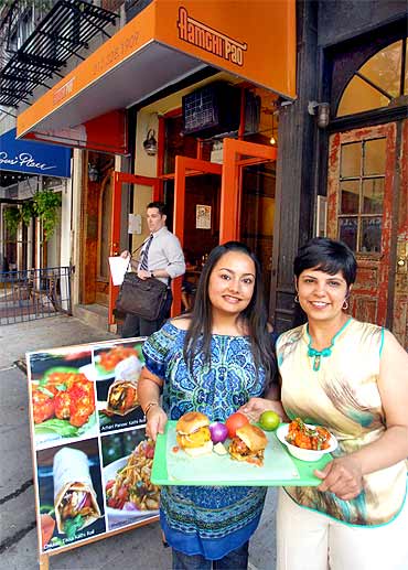 Surbhi Saini and Nandini Mukherjee at their restaurant Amchi Pao