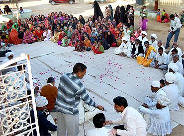 A file picture of a village meeting at a village in Kutch