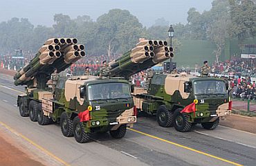 The Multiple Launch Rocket System passes through Rajpath