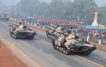 The ICV BMP II K Sarath passes through Rajpath