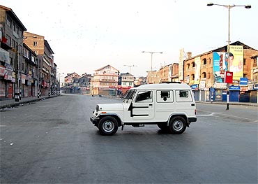 Streets were deserted owing to tight security and the shutdown call by separatists