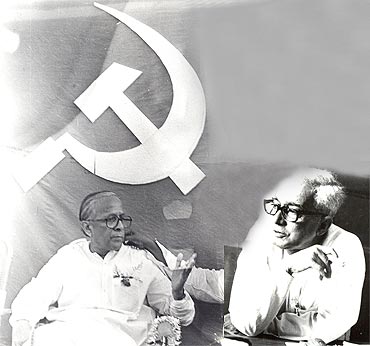 The architects of CPI-M: Jyoti Basu and (right) Promode Dasgupta