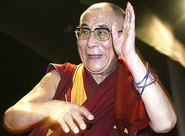 The Dalai Lama at a college in New Delhi