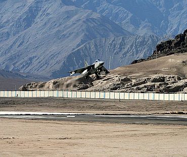 File photo of a LCA trainer aircraft taking off from Leh