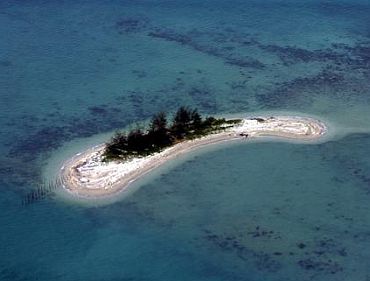 An unnamed island in Riau province, Indonesia, that is at risk of being swallowed by the sea