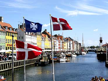 The Nyhavn canal, part of the Copenhagen Harbour, in Denmark