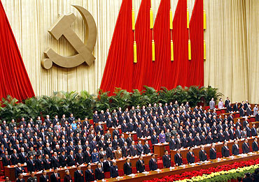 Communist leaders and delegates at the 17th Party Congress in Beijing, 2007