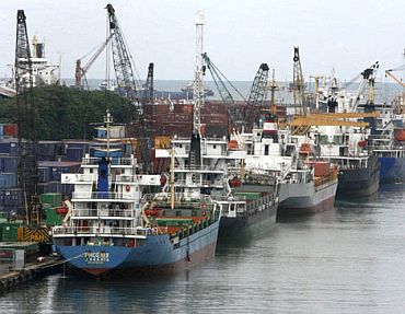 Cargo ships at a Chinese harbour