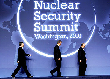 Israel's Minister of Atomic Energy Dan Meridor at the nuclear summit in Washington