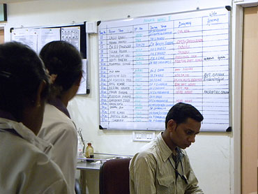 The hospital ward where the injured CRPF troopers undergo treatment. Their names are written on the white board