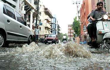 Merely an hour-long downpour was enough to turn the roads and streets into water-tanks