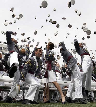 Graduates celebrate at the US Military Academy at West Point