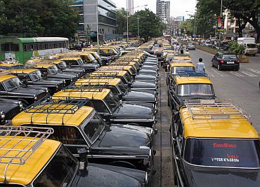 On strike: Taxis at a parking lot