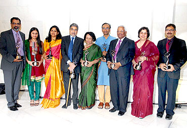 The nine honorees at the 2009 India Abroad Person of the Year awards ceremony