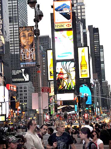 Times Square is buzzing again a day after a misfired bomb attack