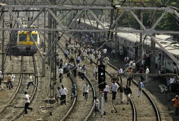 Train services remained stalled in Mumbai on Tuesday