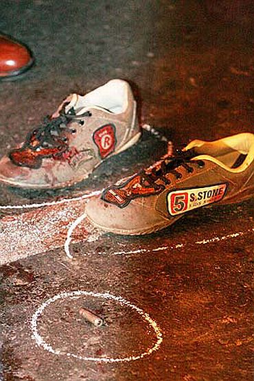 The shoes of a killed terrorist and a spent bullet at a 26/11 attack site