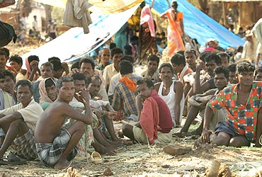 Tribals at a Salwa Judum camp in Dornapal, Chhattisgarh