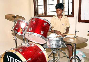 Santosh, with his drums