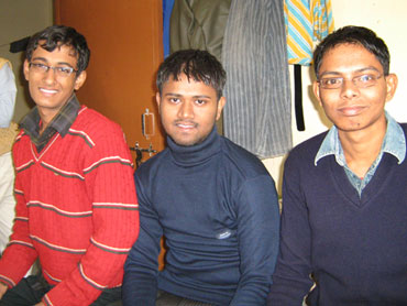 From left: Shubham Kumar, A Kumar and Kanhaiya Kumar