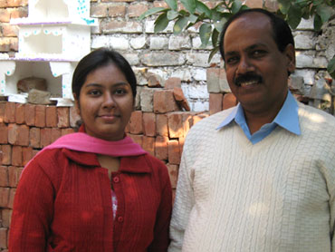 Namrata with her father Pramod Kumar Jaiswal