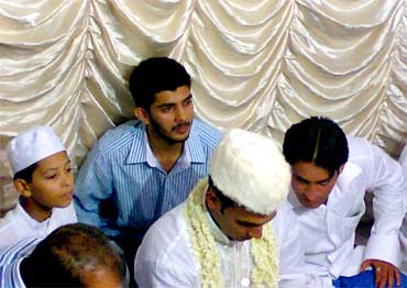 Sammad (in blue shirt) attending a wedding on the day of the Pune blast, according to the family