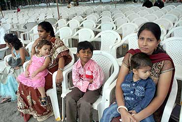 Empty chairs in the AP Foundation Day celebrations in Hyderabad on Monday