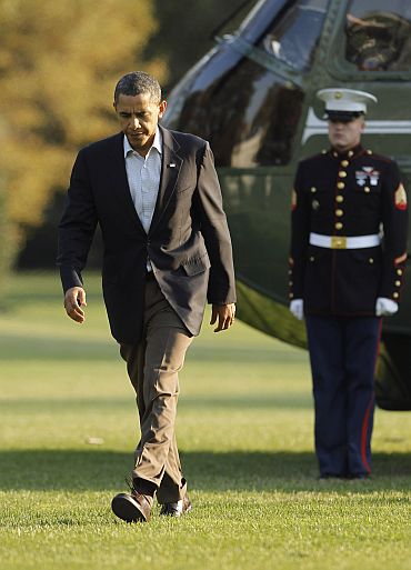 US President Obama returns to White House
