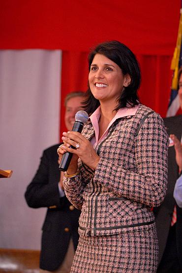 Nikki Haley speaks at her final campaign meeting in Lexington County, South Carolina