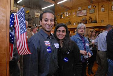 Republican leader Dino Teppara with his wife at Haley's final campaign event