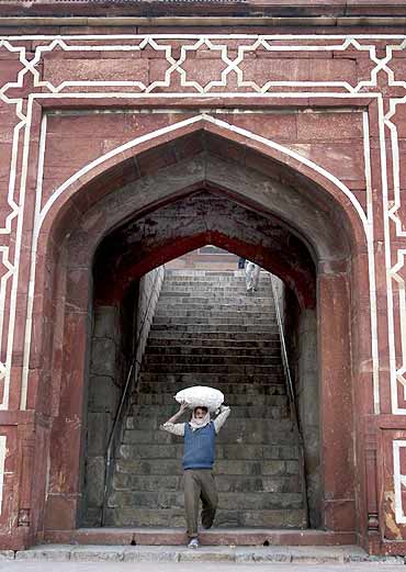 Humayun's Tomb when restoration work was on at the world heritage site in December 2006
