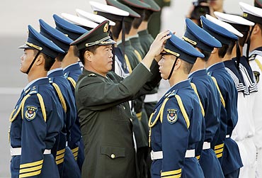 An honour guard at Beijing airport