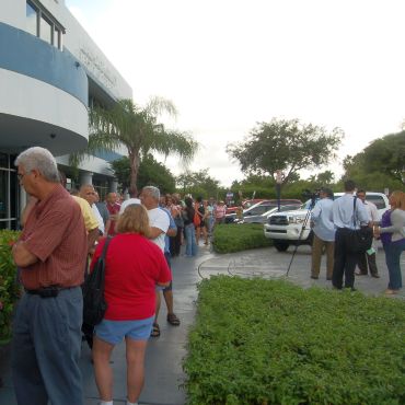 Early voters at a polling station in Miami