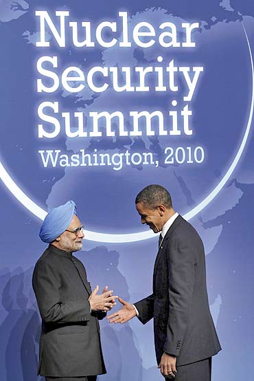 Dr Singh with Obama at the Nuclear Security Summit in Washington, DC