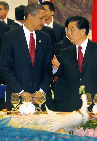 Presidents Barack Obama and Hu Jintao. A Forbes poll names the Chinese president as the world's most powerful, ahead of Obama