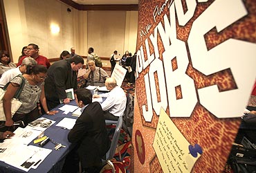 A job fair in the US. Obama's India visit could help him domestically