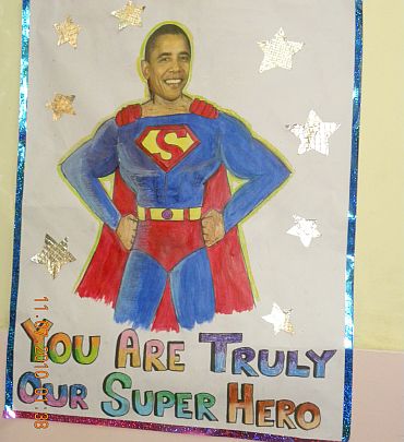 A poster depicting Obama as Superman