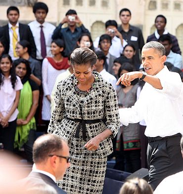 Barack and Michelle Obama exit St Xavier's College