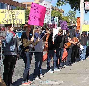 Students protesting outside Indian consulate in San Francisco